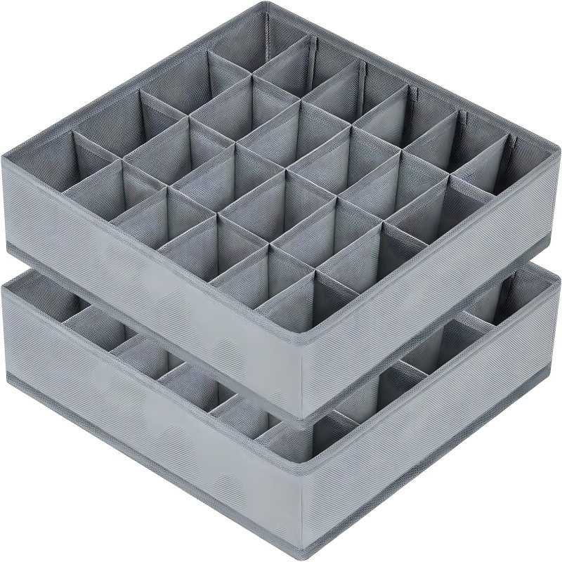 Drawer Organizer Peg - 24グリッド折りたたみ式収納オーガナイザーボックス、布製靴下下着仕分けコンテナ、クローゼット引き出し家庭整理用