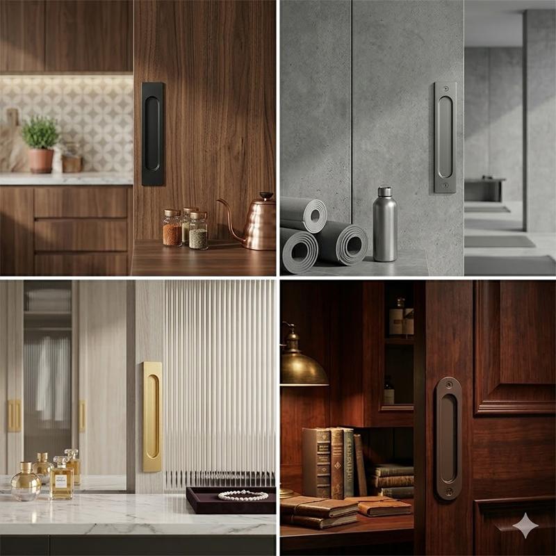 Furniture Hardware Kit - ** パンチフリースライドドアハンドルアルミニウム合金粘着式窓キッチンドアノブワードローブプル家具ハードウェアハンドル