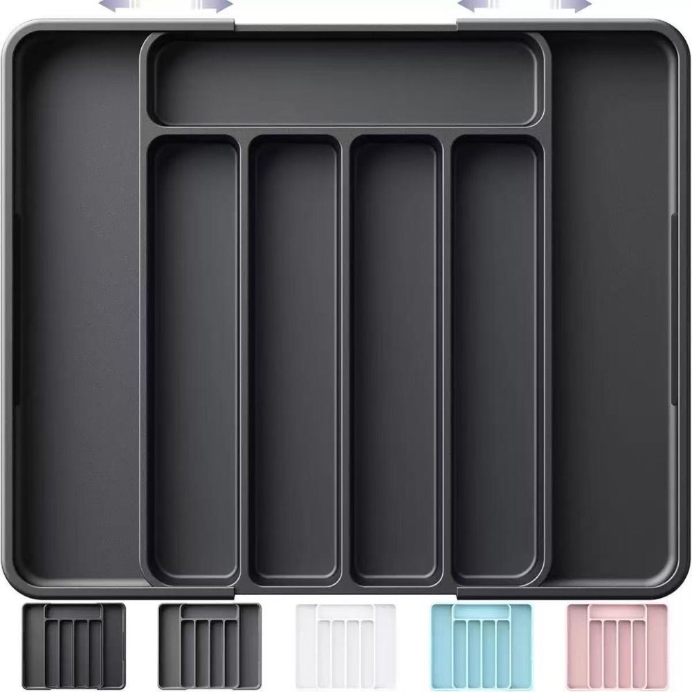 Drawer Organizer Peg - 調節可能なカトラリードロワーオーガナイザー、拡張可能、省スペースキッチン収納ソリューション、仕切り付き、多用途カトラリートレイ、キッチン用