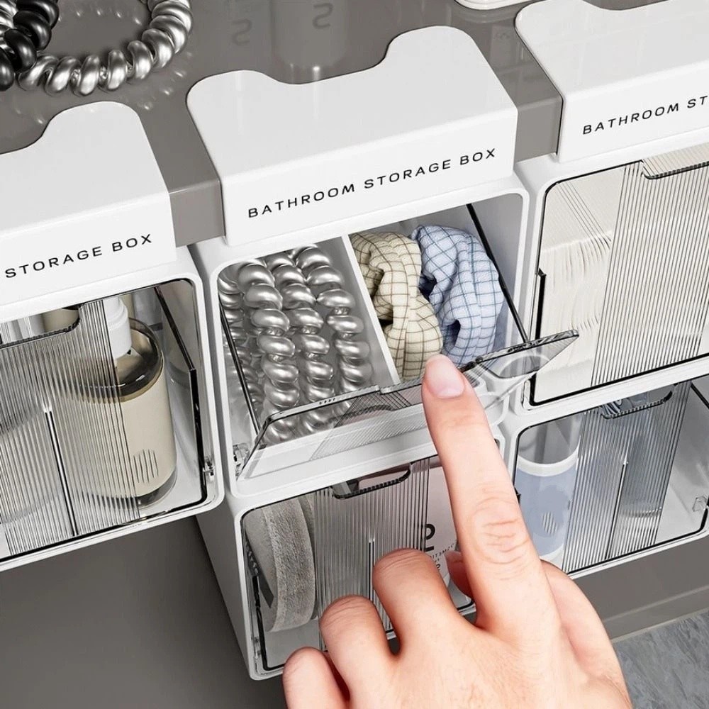 Drawer Organizer Peg - 吊り下げ式/フック式引き出し式収納ボックス プラスチック製透明メイクアップ収納容器 大容量 省スペース