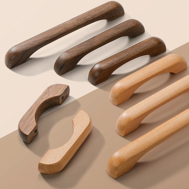 Furniture Hardware Parts - キッチン家具用の天然木製ハンドル、キャビネット、引き出し、クローゼット、ドレッサー、ワードローブプル用の無垢材ハンドル