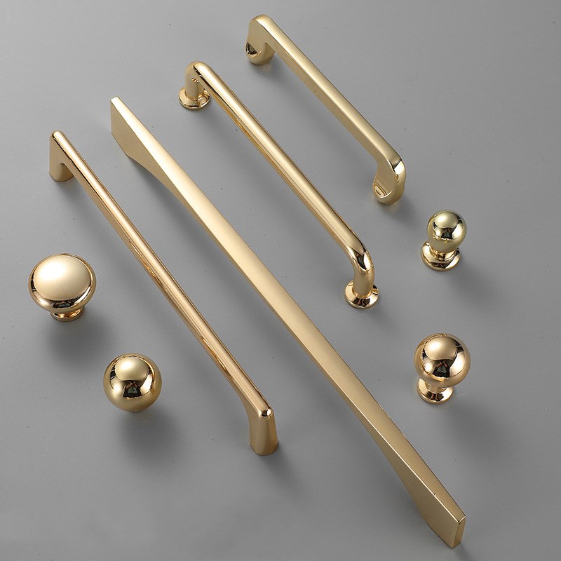 Furniture Hardware Drawer Pulls - 亜鉛合金ブライトゴールドキッチンキャビネットドアハンドルモダンキャビネットノブ家具引き出し取手ハンドルホームハードウェア
