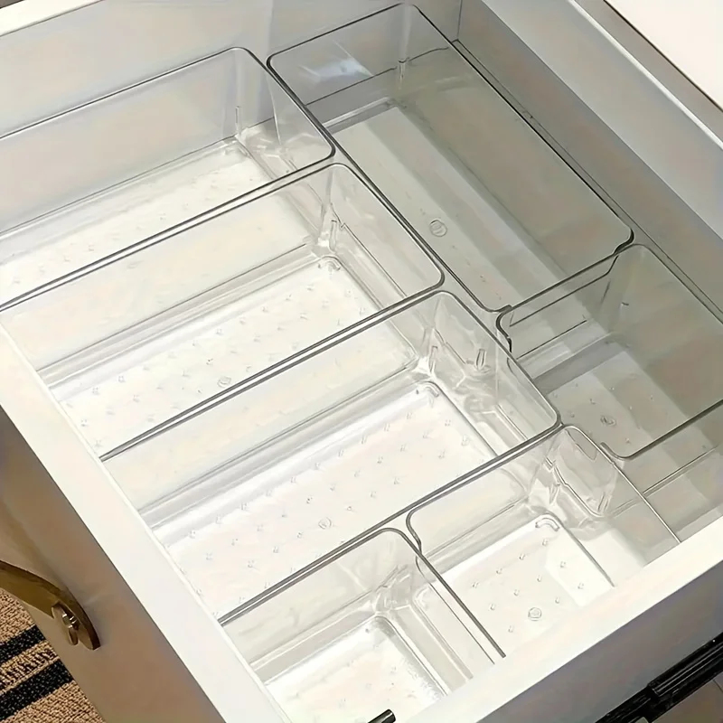 Drawer Organizer Peg - 7個入り透明プラスチック製化粧品オーガナイザーセット、積み重ね可能な引き出し仕切り、メイクアップ収納用