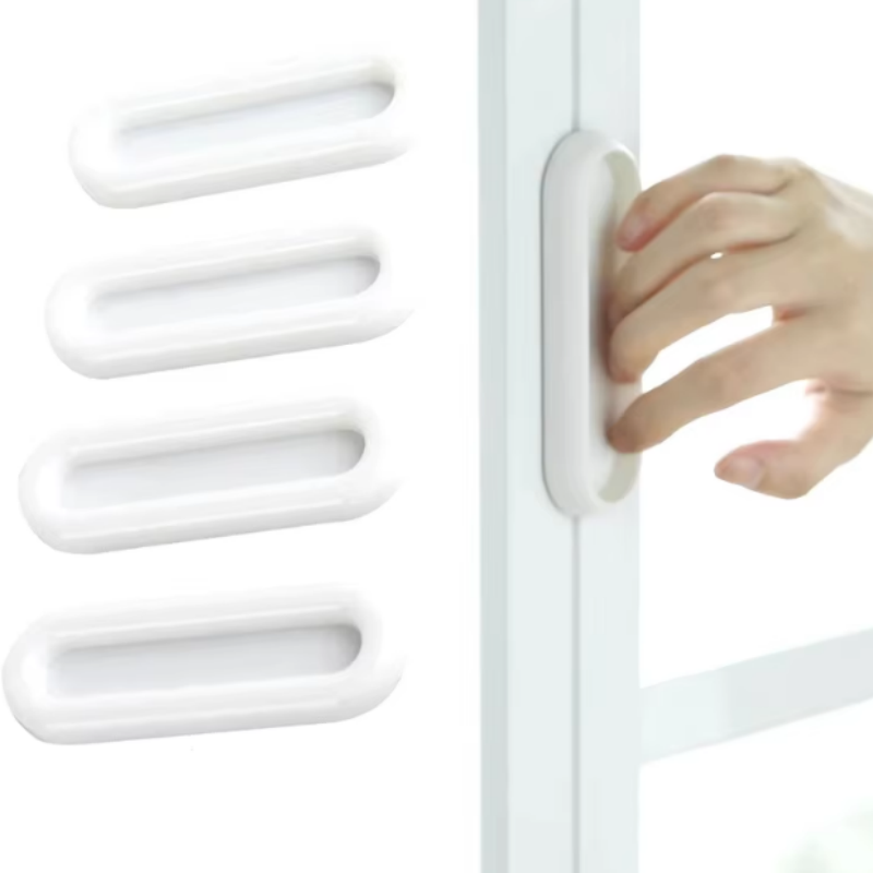 Furniture Hardware Kit - 4 個の自己粘着ドアノブ楕円形ドアハンドル室内ドア用ガラス窓キャビネット引き出し滑り止めグリップ補助ハンドル