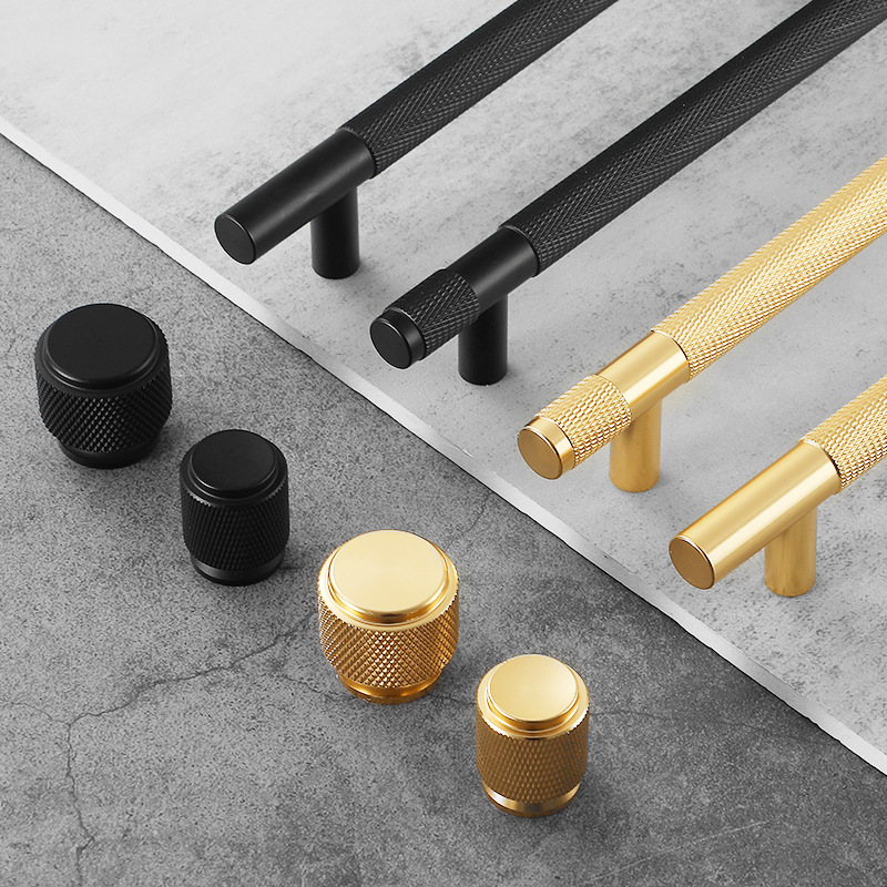 Furniture Hardware Drawer Pulls - ブラックゴールドローレットキッチン食器棚キャビネット収納ハンドルクローゼット T バーワードローブドア取手ドアノブ家庭用家具ハンドル