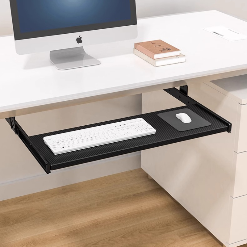 Drawer Organizer Peg - デスク下キーボードトレイスライドレール引き出し、高さ調節可能なテーブルアクセサリー、PCワークステーション用格納式マウススタンド