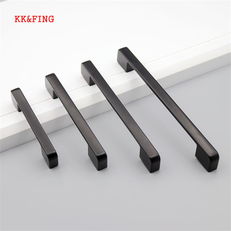 Furniture Hardware Drawer Pulls - KK&FING アメリカンスタイルブラックアルミニウムキャビネットハンドルとノブシンプルなキッチン引き出し取手家具ハンドルドアハードウェア