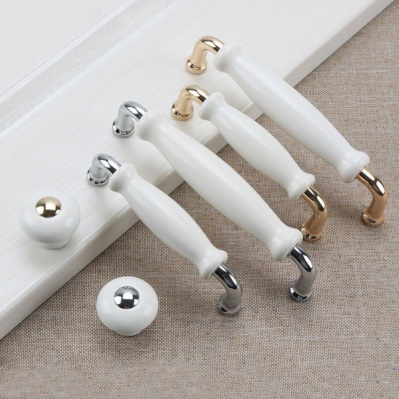 Furniture Hardware Drawer Pulls - 白いセラミック製ドアハンドル、モダン家具ノブ、亜鉛合金セラミックプル、キッチン食器棚キャビネットドア引き出しハンドル