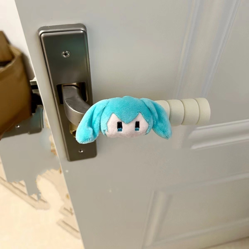 Door Handle Bar - 初音ミク ドアノブグローブ ハンドル保護カバー 衝突防止パッド プルハンドル かわいい丸型玄関ドアロック保護カバー