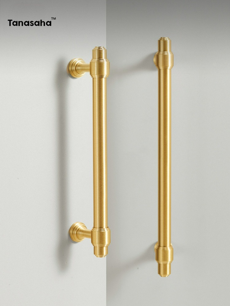 Furniture Hardware Drawer Pulls - アンティーク真鍮製キャビネットハンドルTバードロワープルモダンキッチン食器棚プルブラッシュドゴールドワードローブドアハンドル家具金具