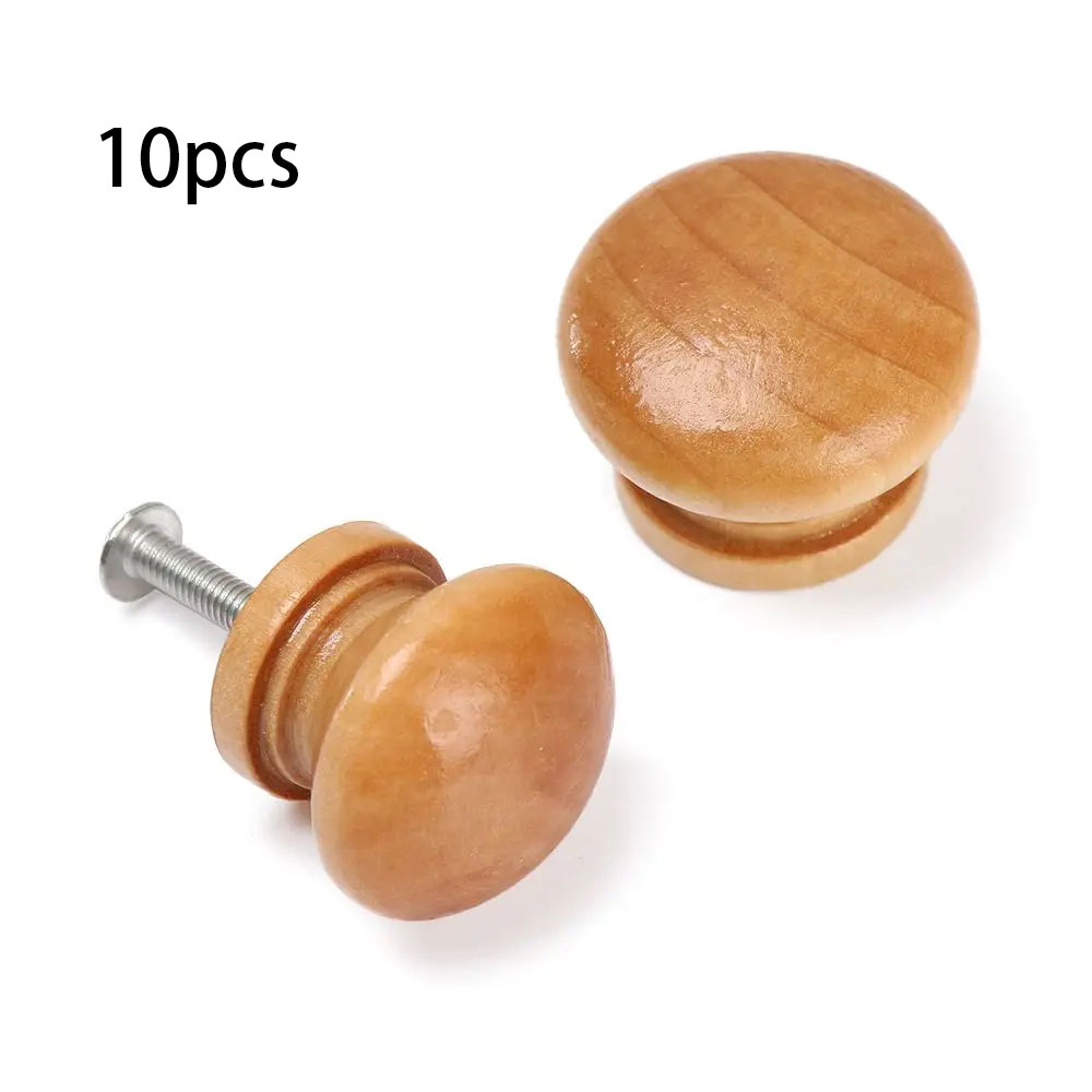 Furniture Hardware Drawer Pulls - 10 個の丸型木製引き出しノブ天然木製キャビネットドレッサー家具取手キノコ型ハンドル家具ハードウェア