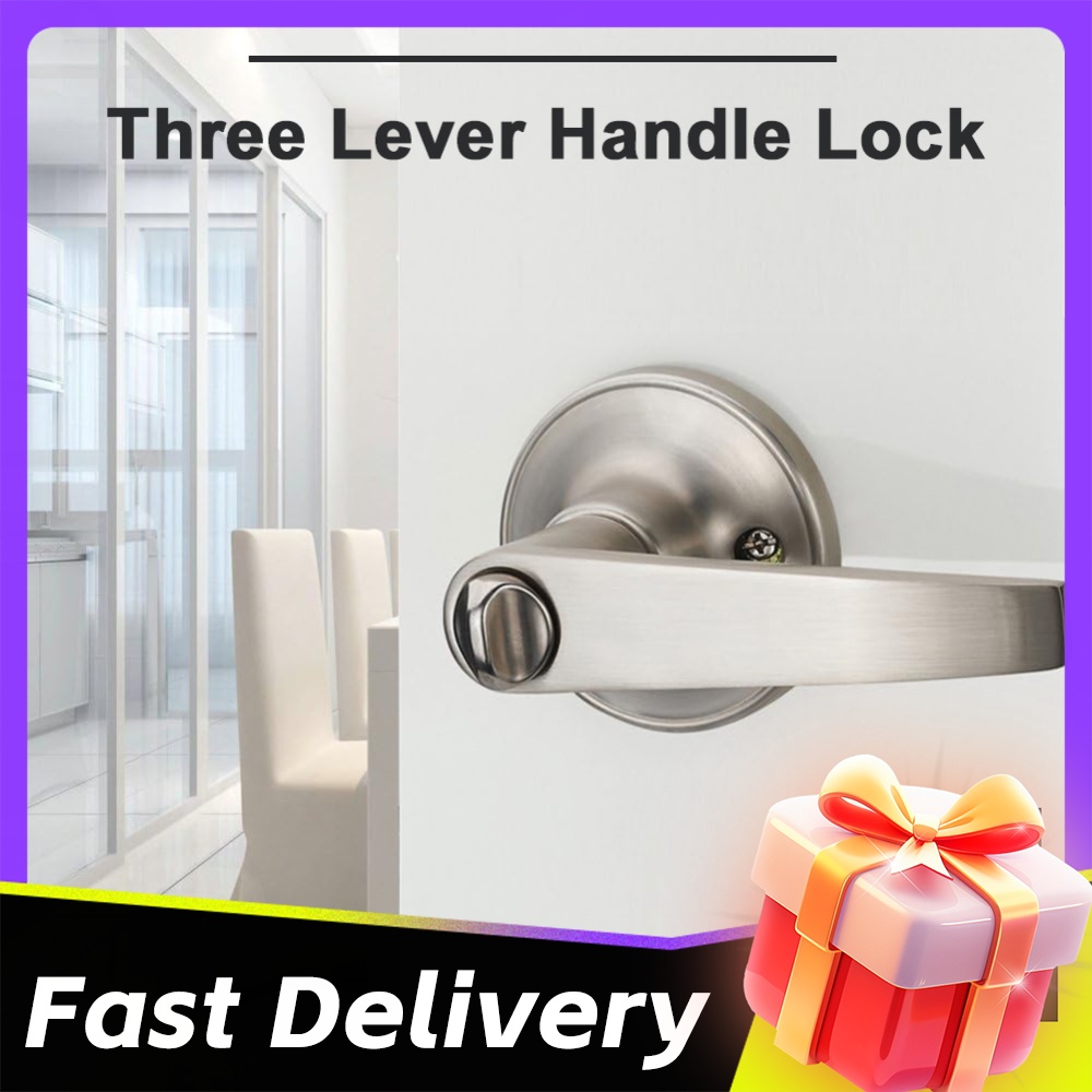 Door Handle Bar - ドアレバーロック 3キー付き 玄関ドアハンドル ステンレス鋼 インテリアレバーロック ドアノブ交換用
