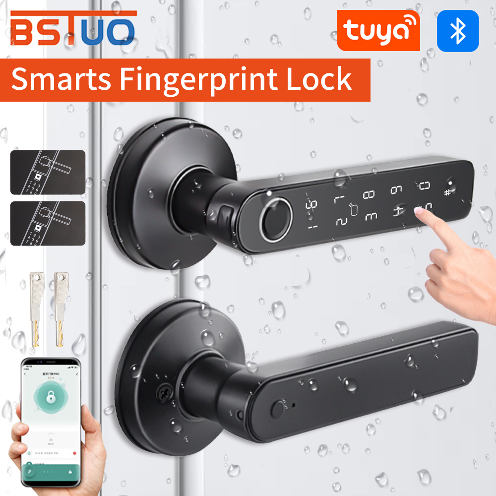 Door Handle Bar - Tuya Bluetooth スマートドアロック、指紋ロック、パスワードデジタルロックハンドル複数のロック解除方法 Wifi ゲートウェイオプション