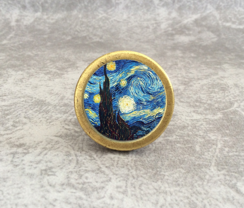 星空ドレッサーノブアートノブ手作りキャビネット取手ノブ/ユニ - Unique Furniture Hardware Pulls のレビューと価格
