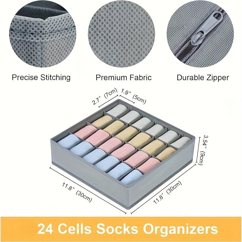 24グリッド折りたたみ式収納オーガナイザーボックス、布製靴下 - Drawer Organizer Peg のレビューと価格
