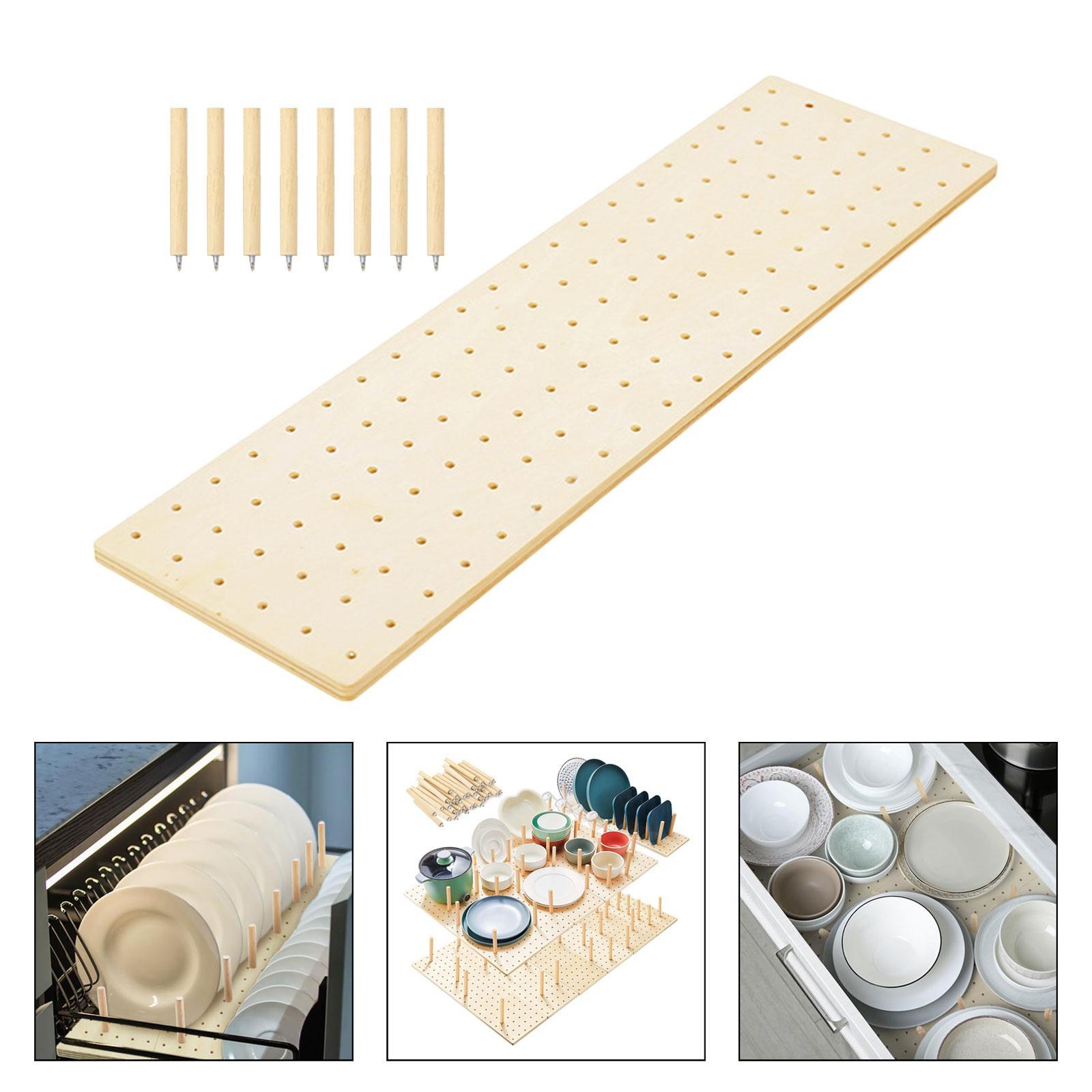 木製ペグボード引き出しインサート、調節可能なペグ付き食器収納 - Drawer Organizer Peg のレビューと価格