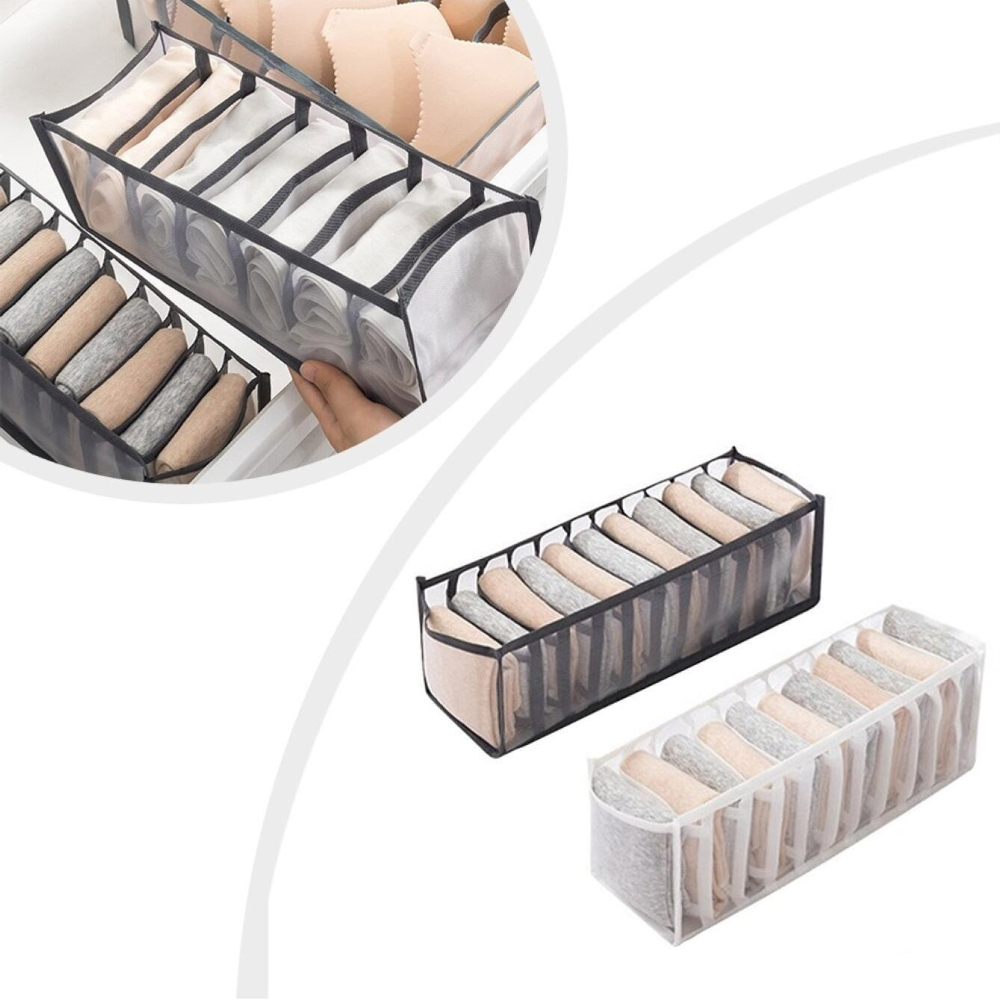 7グリッド下着収納オーガナイザー、靴下収納ボックス、折りたた - Drawer Organizer Peg のレビューと価格