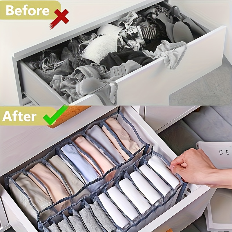 7グリッド下着収納オーガナイザー、靴下収納ボックス、折りたた - Drawer Organizer Peg のレビューと価格