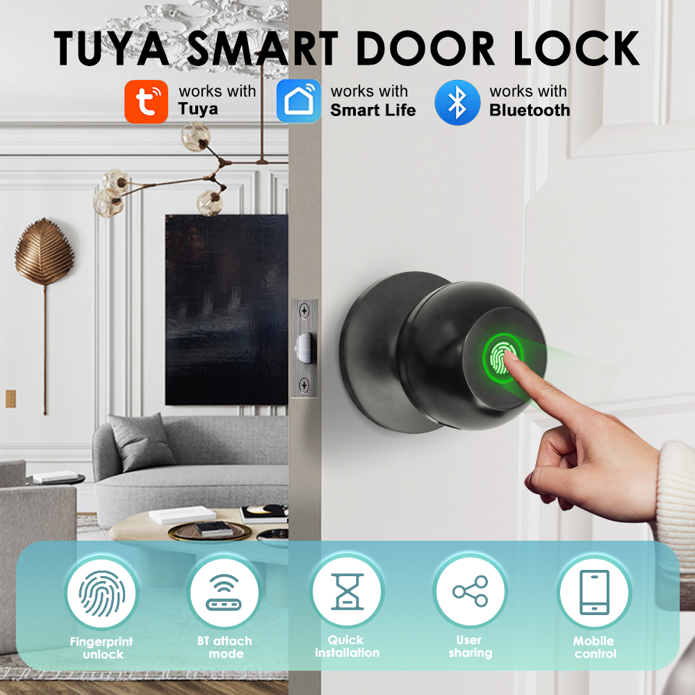 Tuya 電子ドアロック スマート外部ドアロック 指紋キー  - Door Handle Bar のレビューと価格