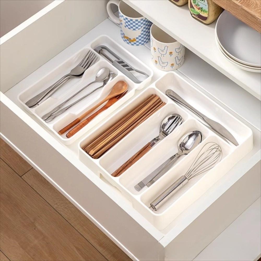 高品質4/5区画カトラリーオーガナイザー 長方形 簡単清掃  - Drawer Organizer Peg のレビューと価格