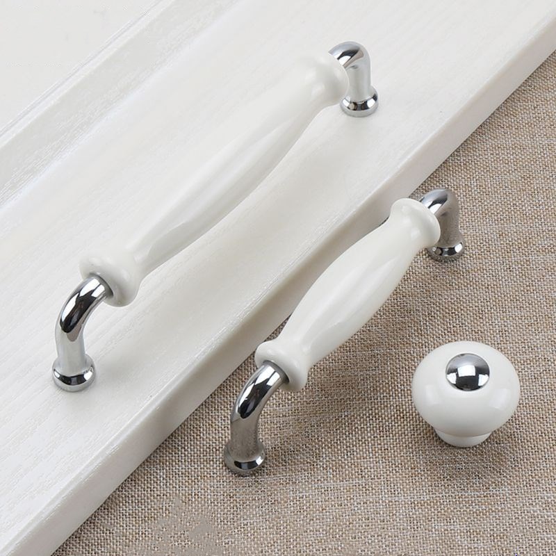 白いセラミック製ドアハンドル、モダン家具ノブ、亜鉛合金セラミ - Furniture Hardware Drawer Pulls のレビューと価格
