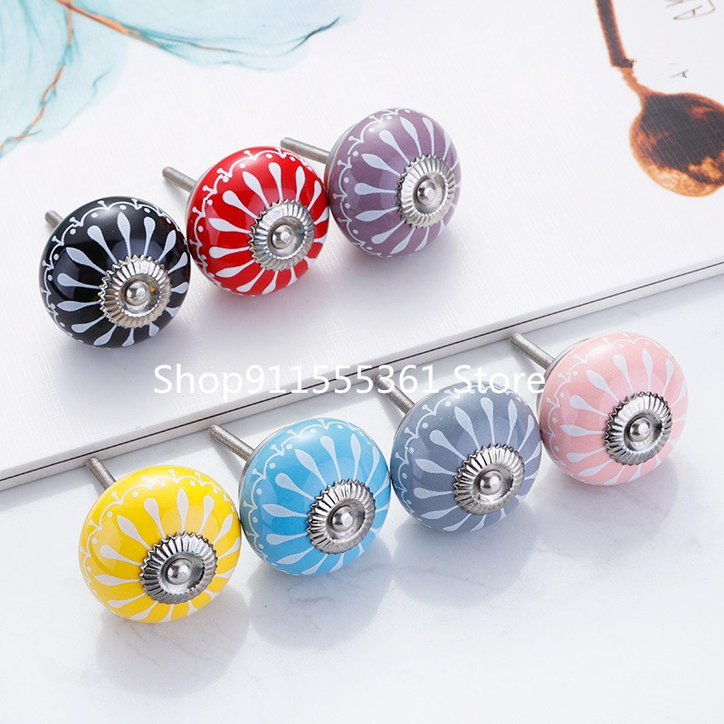 セラミックノブ/ドレッサーノブ白青キャビネット取手ノブ/ユニ - Unique Furniture Hardware Pulls のレビューと価格