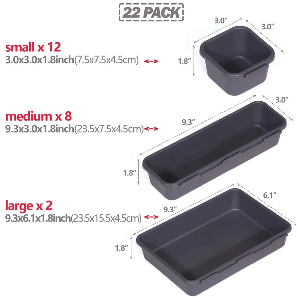32 個デスク引き出しオーガナイザー 3 サイズプラスチック - Drawer Organizer Peg のレビューと価格