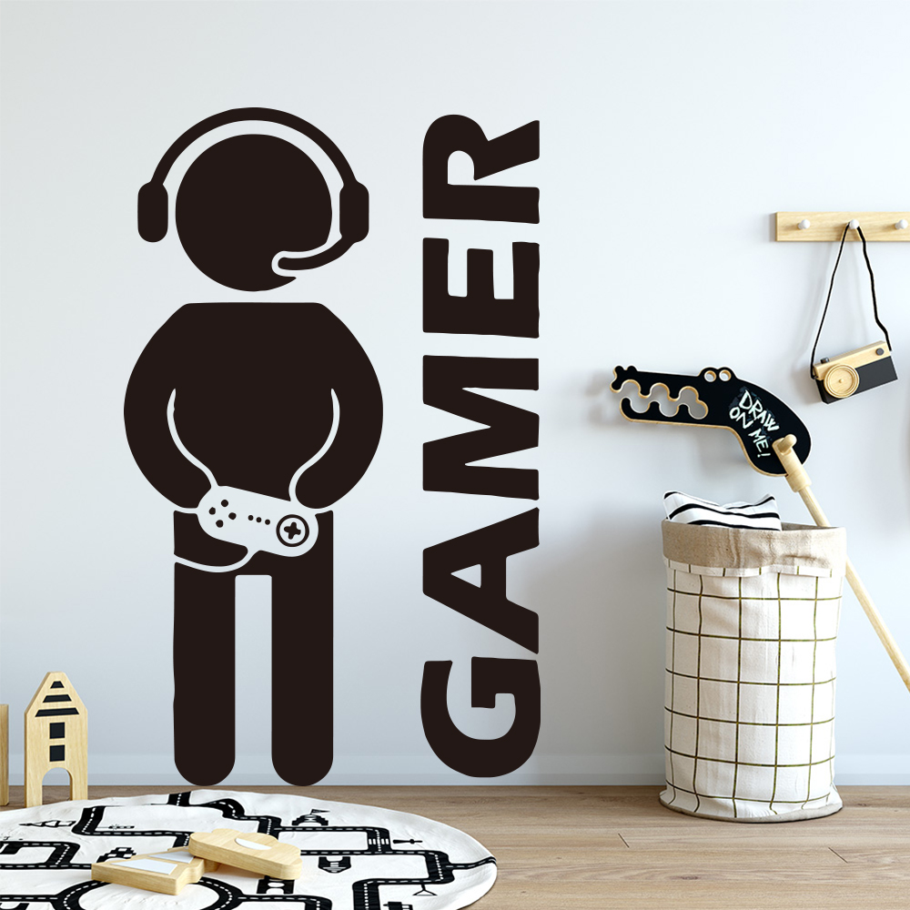 1pc ゲーマー壁アートデカールキッズルームの装飾ゲームハン - Furniture Hardware Parts のレビューと価格