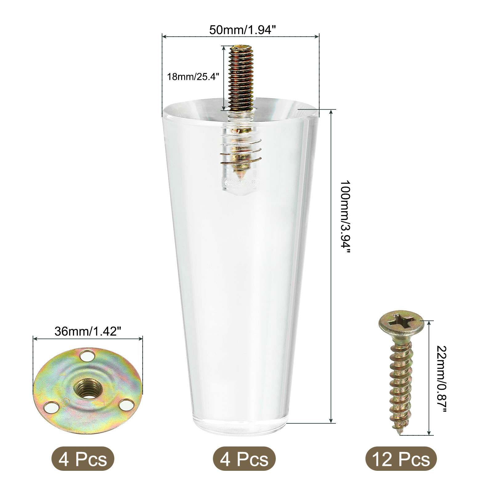 uxcell 4 セットアクリル家具脚 100/120/15 - Furniture Hardware Replacement のレビューと価格